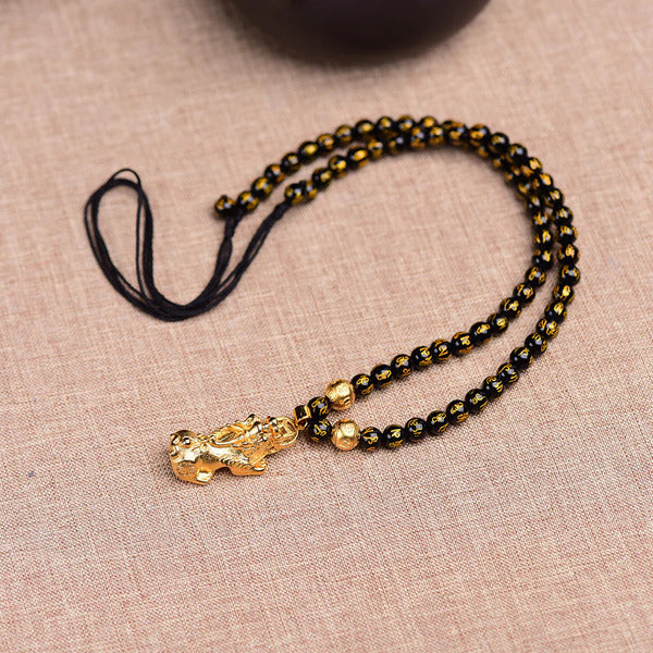 TCC™ Natural Black Obsidian Fengshui Wealth Charm Necklace